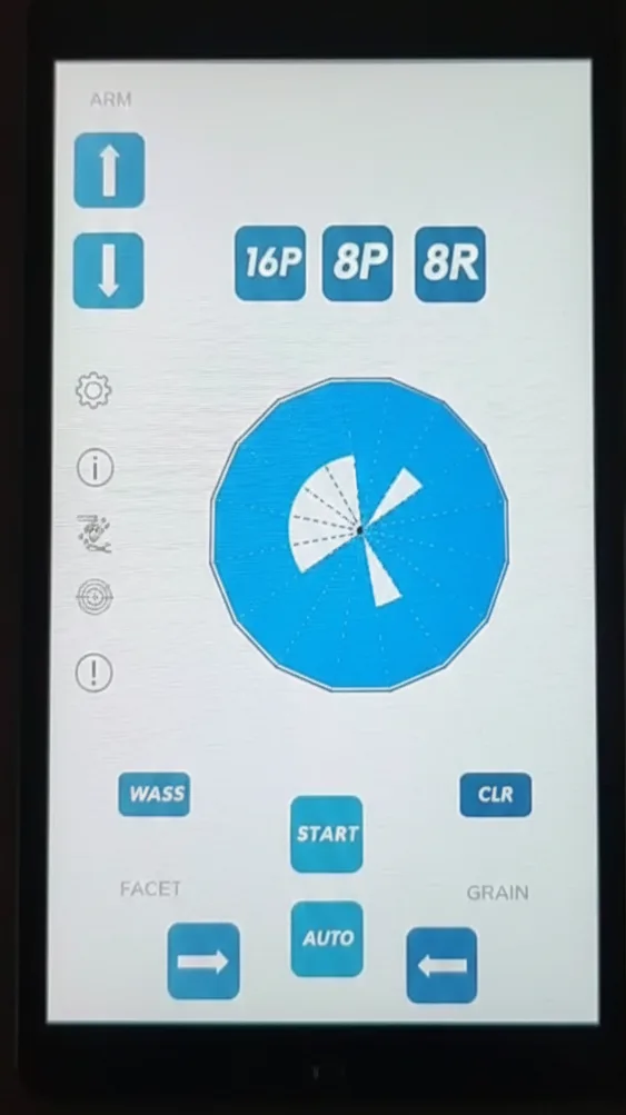 Diamond machine HMI control screen