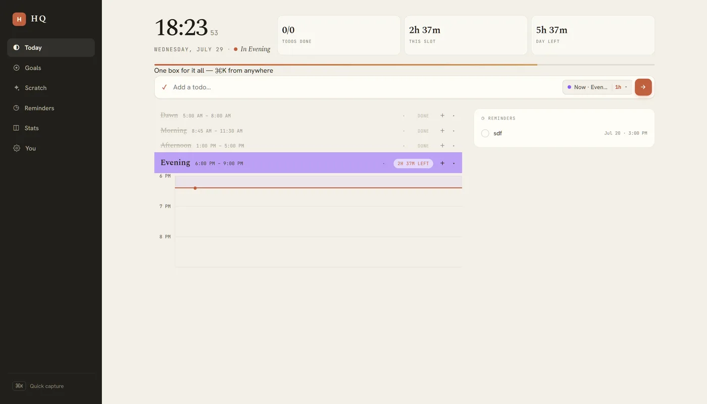 Today timeline view