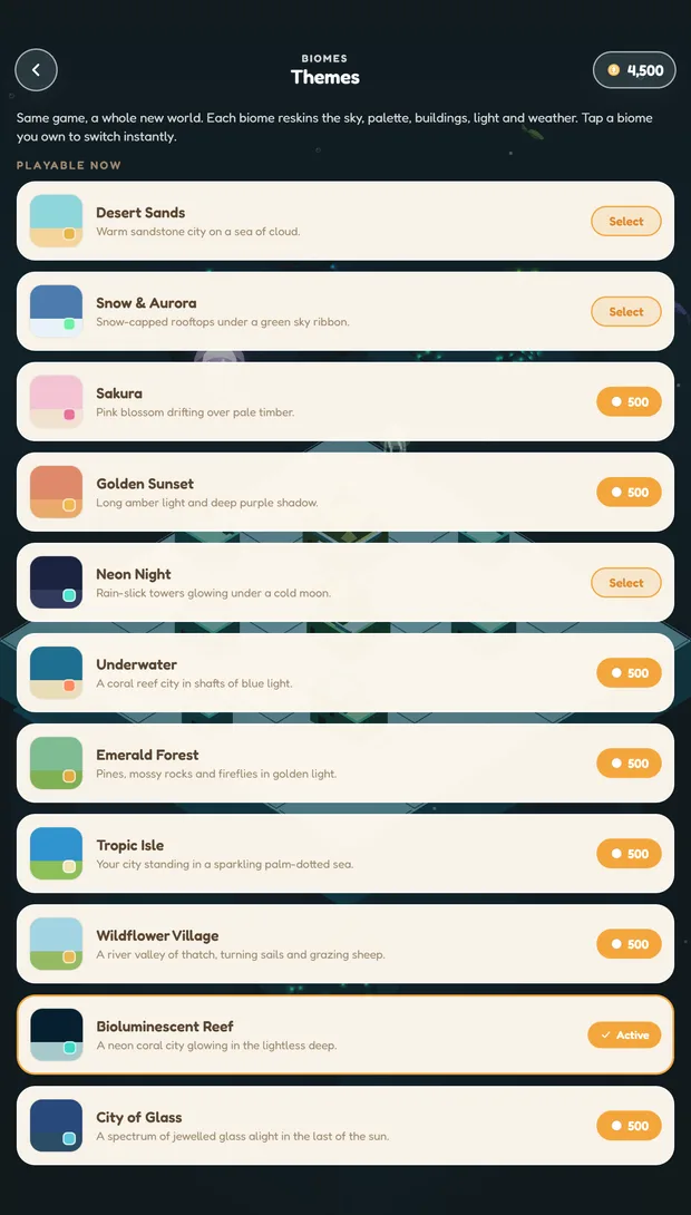 Biome selection